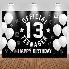 Lofaris Black White Balloon Teenager 13th Birthday Backdrop