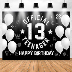 Lofaris Black White Balloon Teenager 13th Birthday Backdrop