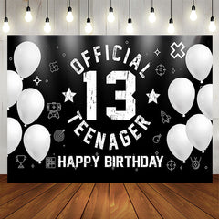 Lofaris Black White Balloon Teenager 13th Birthday Backdrop