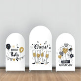 Lofaris Black White Gold Cheers Birthday Arch Backdrop Kit