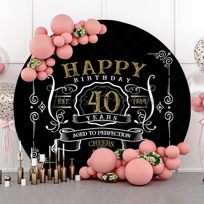 Lofaris Black White Gold Legend Round 40th Birthday Backdrop