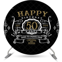 Lofaris Black White Gold Legend Round 50th Birthday Backdrop