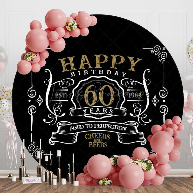 Lofaris Black White Gold Legend Round 60th Birthday Backdrop
