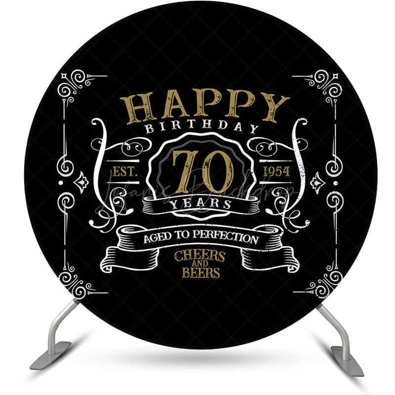 Lofaris Black White Gold Legend Round 70th Birthday Backdrop