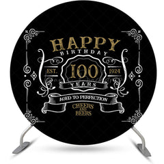 Lofaris Black White Gold Round 100th Birthday Party Backdrop