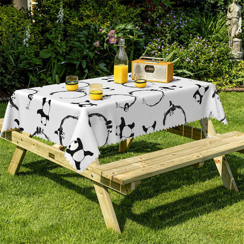 Lofaris Black White Pandas Simple Tablecloth For Home Decor