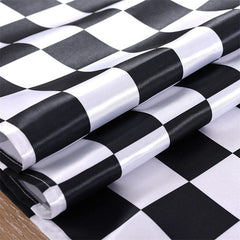 Lofaris Black White Plaid Stain Kitchen Decor Table Runner