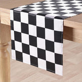 Lofaris Black White Plaid Stain Kitchen Decor Table Runner