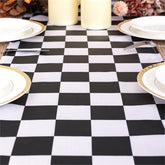 Lofaris Black White Plaid Stain Kitchen Decor Table Runner