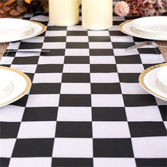 Lofaris Black White Plaid Stain Kitchen Decor Table Runner