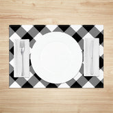 Lofaris Black White Rhombus Plaid Dining Set Of 4 Placemats