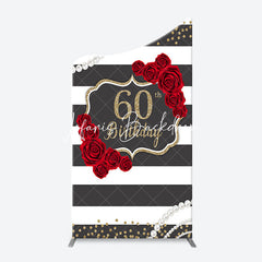 Lofaris Black White Rose Stripe 60th Birthday Arch Backdrop