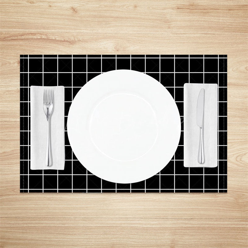 Lofaris Black White Simple Plaid Modern Set Of 4 Placemats