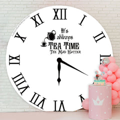 Lofaris Black White Tea Time Round Clock Backdrop Cover