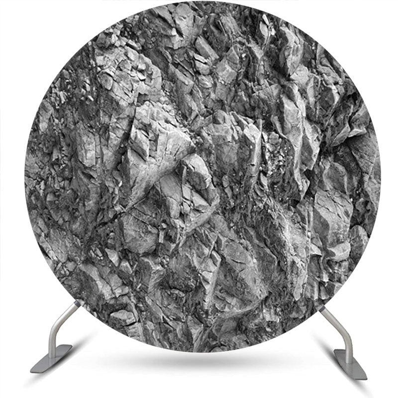 Lofaris Black White Weathered Rock Round Birthday Backdrop