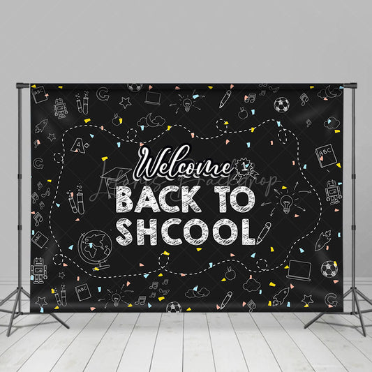 Lofaris Black White Welcome Back To School Party Backdrop