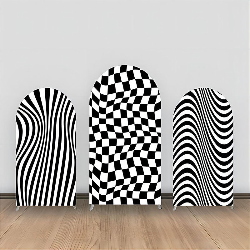 Lofaris Black White Zebra Prints Plaid Arch Backdrop Kit