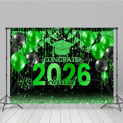 Lofaris Black With Green Balloon Flag Class Of 2026 Backdrop