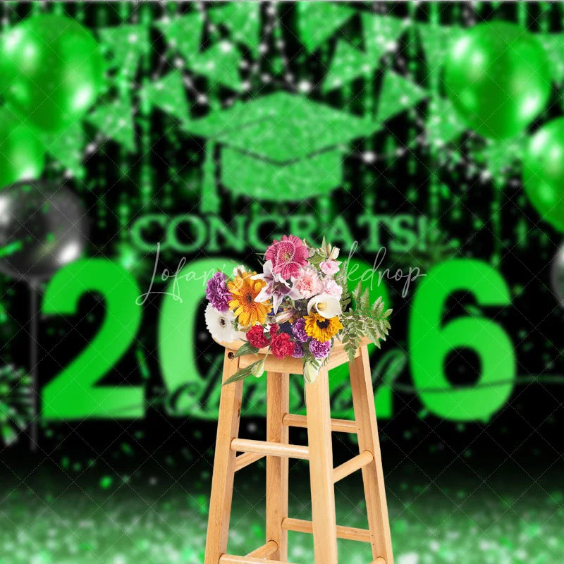 Lofaris Black With Green Balloon Flag Class Of 2026 Backdrop