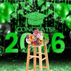 Lofaris Black With Green Balloon Flag Class Of 2026 Backdrop