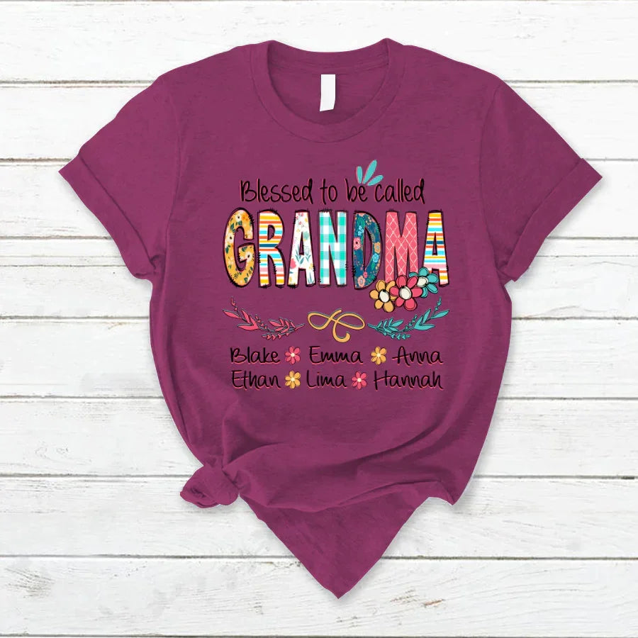 Lofaris Blessed Called Grandma Kids Art Flower T - Shirt