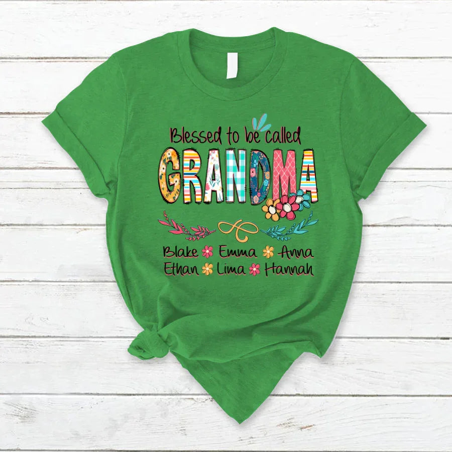 Lofaris Blessed Called Grandma Kids Art Flower T - Shirt