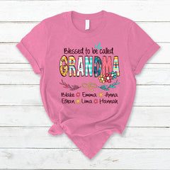 Lofaris Blessed Called Grandma Kids Art Flower T - Shirt