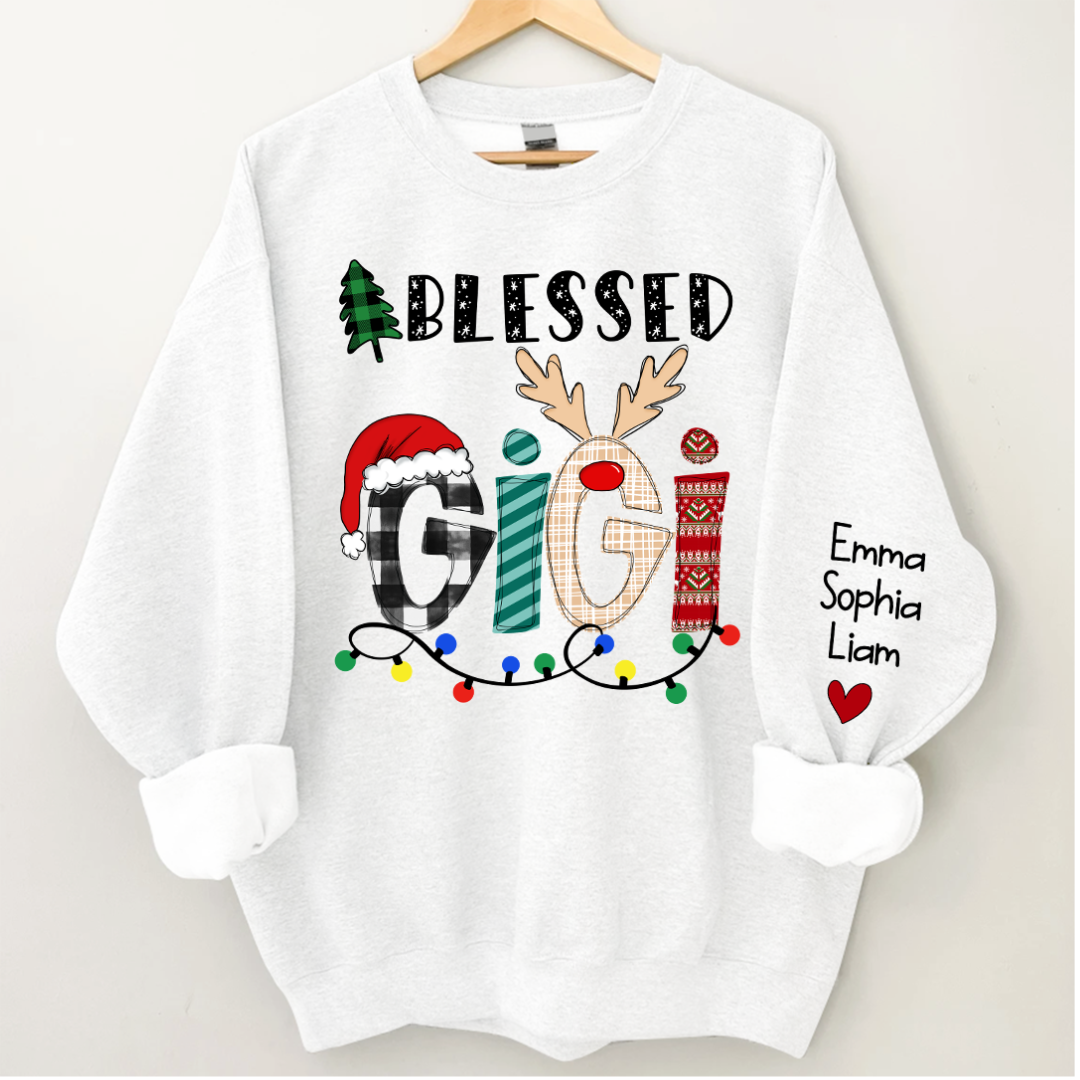 Lofaris Christmas Blessed Gigi Nana Grandma Custom Name CTH01 Sweatshirt