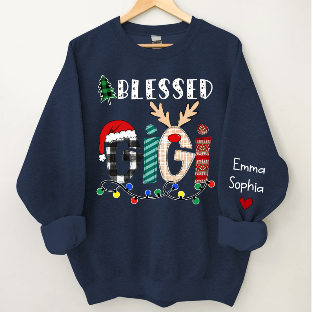 Lofaris Christmas Blessed Gigi Nana Grandma Custom Name CTH01 Sweatshirt