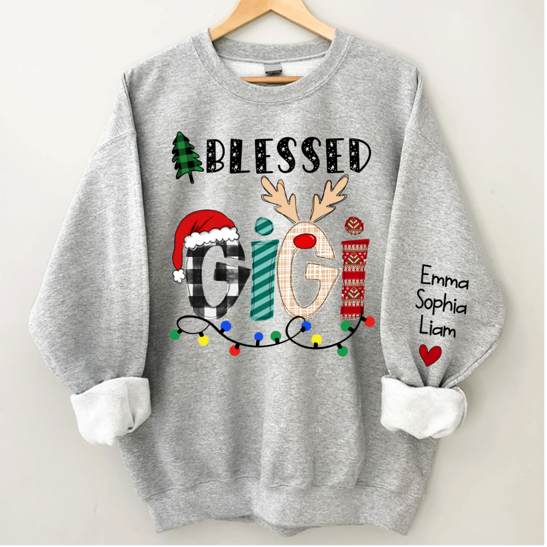 Lofaris Christmas Blessed Gigi Nana Grandma Custom Name CTH01 Sweatshirt