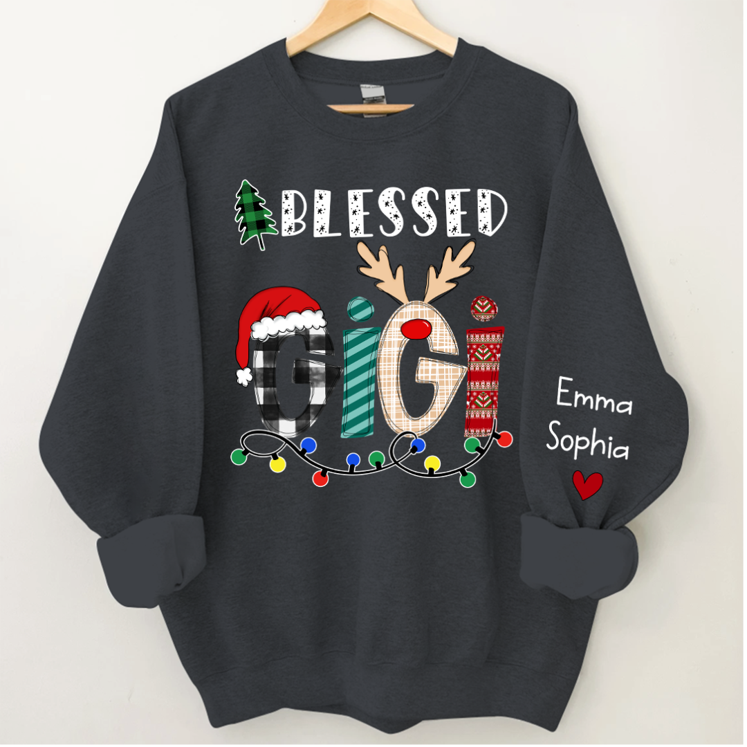 Lofaris Christmas Blessed Gigi Nana Grandma Custom Name CTH01 Sweatshirt