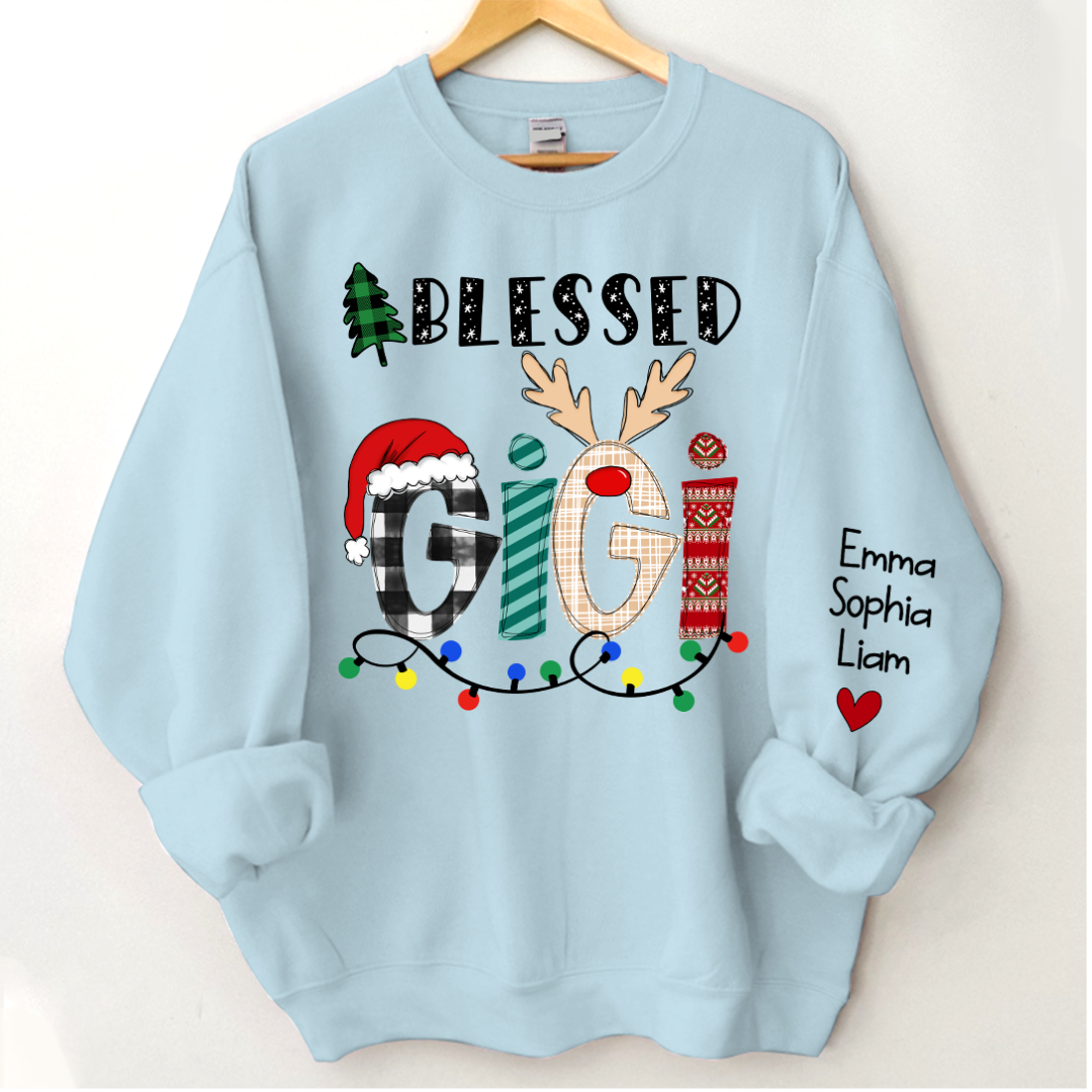 Lofaris Christmas Blessed Gigi Nana Grandma Custom Name CTH01 Sweatshirt