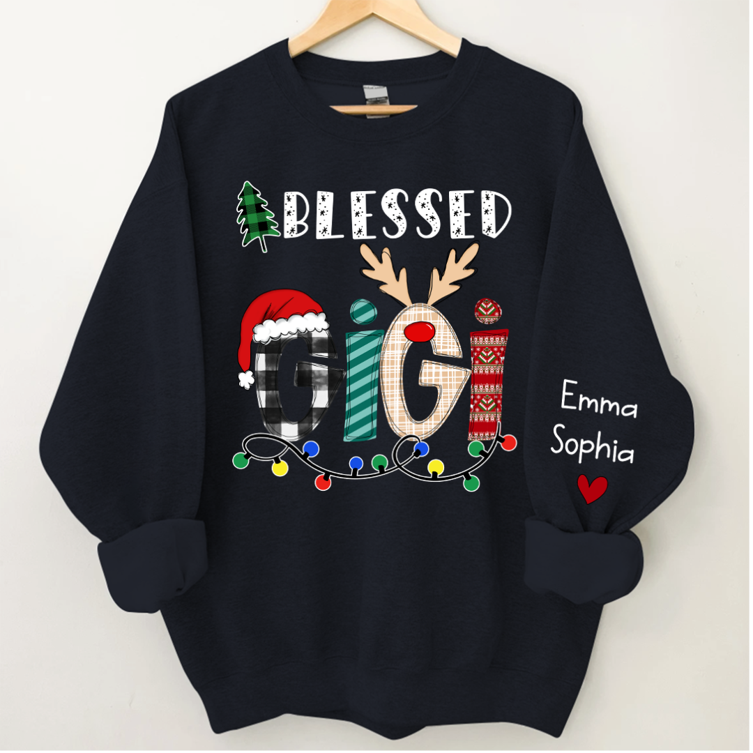 Lofaris Christmas Blessed Gigi Nana Grandma Custom Name CTH01 Sweatshirt