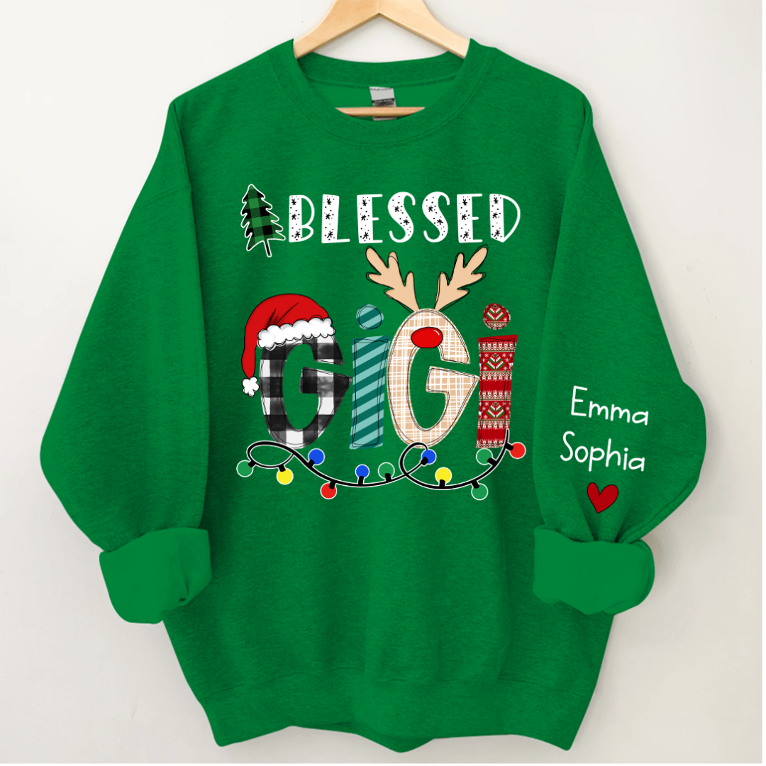 Lofaris Christmas Blessed Gigi Nana Grandma Custom Name CTH01 Sweatshirt