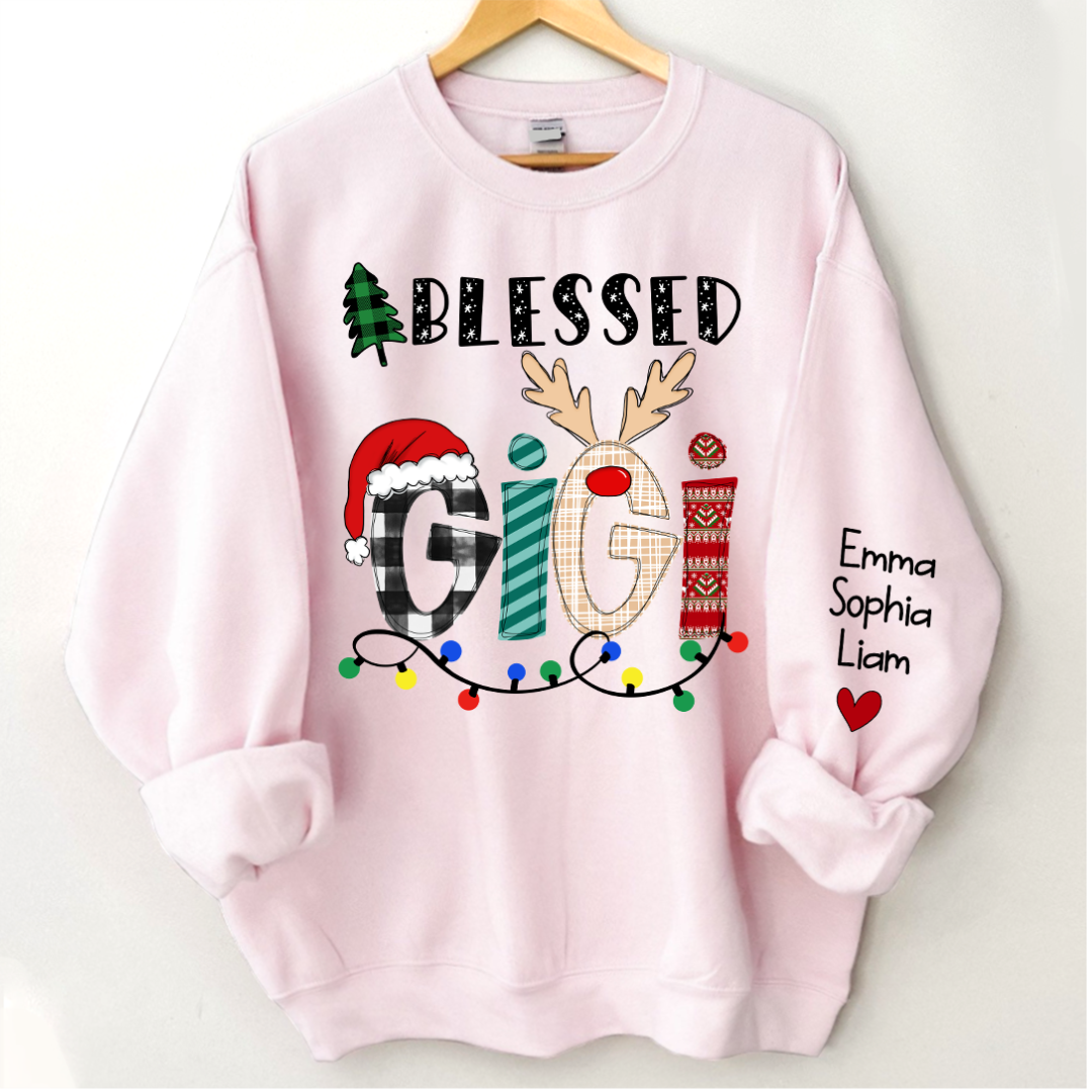 Lofaris Christmas Blessed Gigi Nana Grandma Custom Name CTH01 Sweatshirt