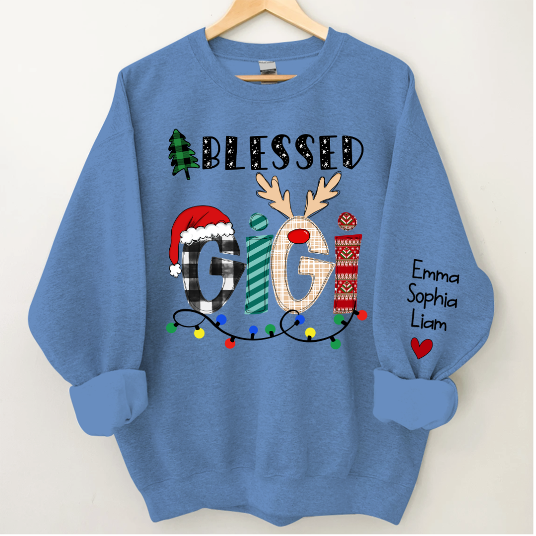 Lofaris Christmas Blessed Gigi Nana Grandma Custom Name CTH01 Sweatshirt