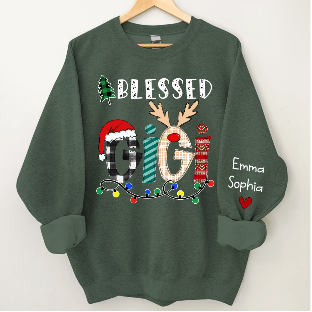 Lofaris Christmas Blessed Gigi Nana Grandma Custom Name CTH01 Sweatshirt
