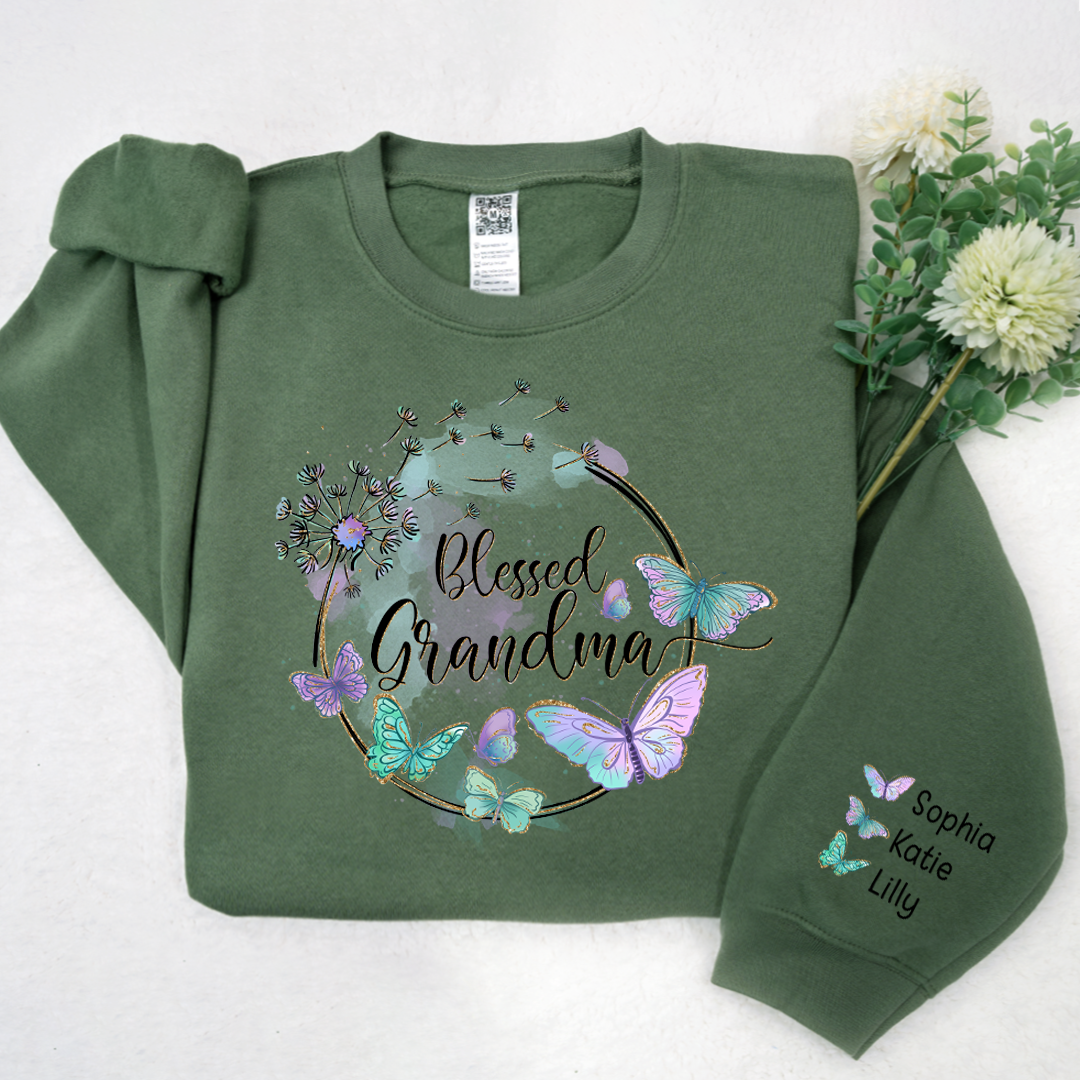 Lofaris Blessed Grandma Grandkid Butterfly Custom Sweatshirt
