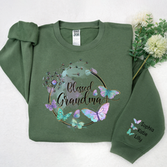 Lofaris Blessed Grandma Grandkid Butterfly Custom Sweatshirt