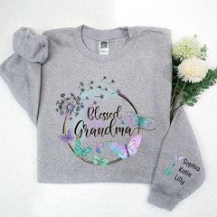 Lofaris Blessed Grandma Grandkid Butterfly Custom Sweatshirt
