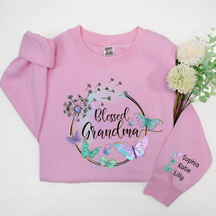 Lofaris Blessed Grandma Grandkid Butterfly Custom Sweatshirt
