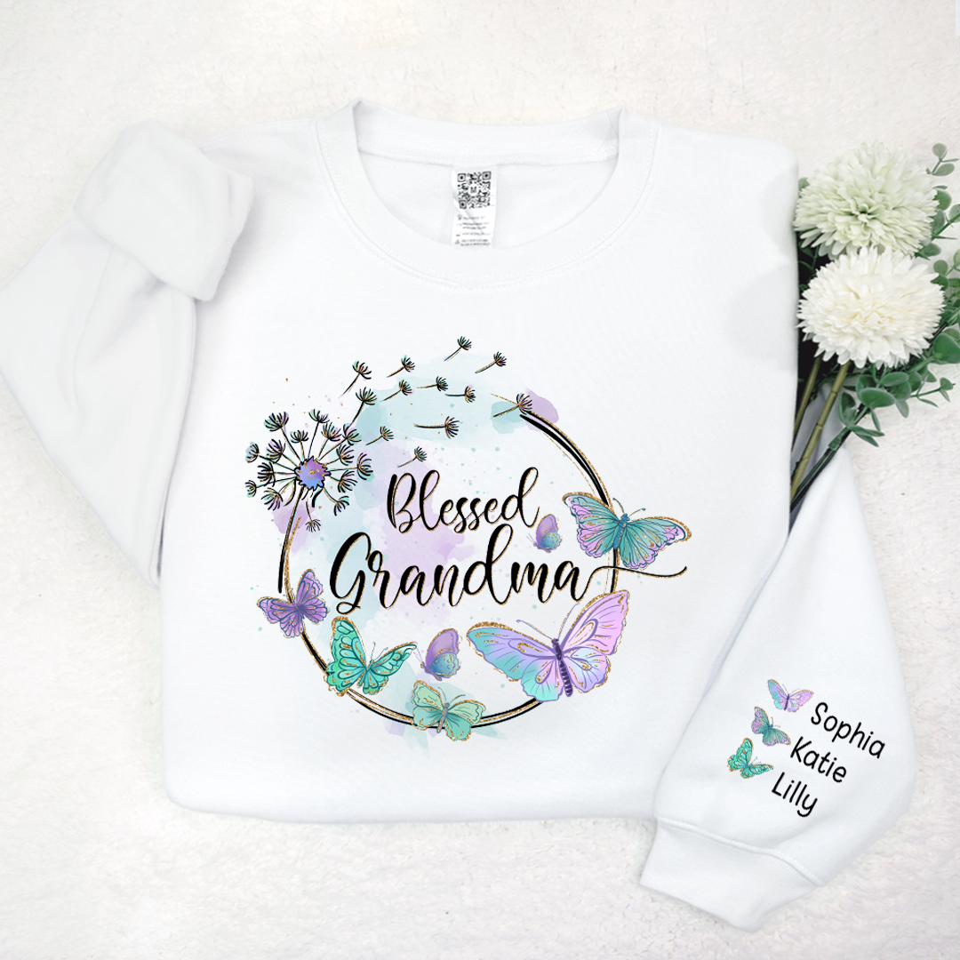 Lofaris Blessed Grandma Grandkid Butterfly Custom Sweatshirt