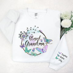 Lofaris Blessed Grandma Grandkid Butterfly Custom Sweatshirt