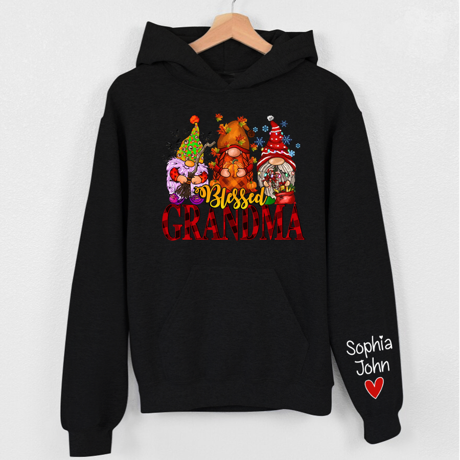 Lofaris Blessed Grandma Hallothankmas Custom Name Hoodie