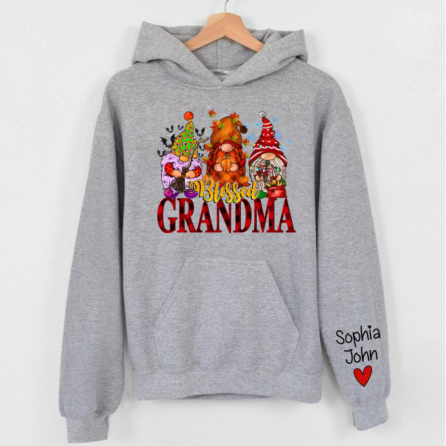Lofaris Blessed Grandma Hallothankmas Custom Name Hoodie