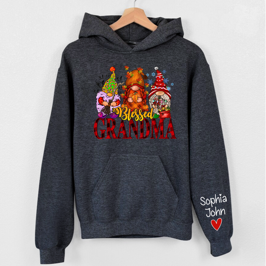 Lofaris Blessed Grandma Hallothankmas Custom Name Hoodie