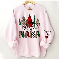 Lofaris Christmas Trees Blessed Nana Mimi Grandma Custom Name CTH01 Sweatshirt