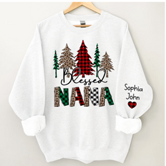 Lofaris Christmas Trees Blessed Nana Mimi Grandma Custom Name CTH01 Sweatshirt