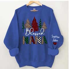 Lofaris Christmas Trees Blessed Nana Mimi Grandma Custom Name CTH01 Sweatshirt