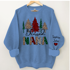 Lofaris Christmas Trees Blessed Nana Mimi Grandma Custom Name CTH01 Sweatshirt